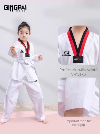 Taekwondo egyenruha hosszú ujjú, pamutkeverékből, edzésre és versenyre, felnőttek és gyerekek számára, tavasztól őszig és télig