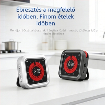 Látványos időmérő diákok és gyerekek számára – elektronikus LCD-kijelzős időmérő, négyszögletes műanyag ház, elemről működtetve, kronográf