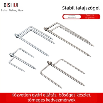 Rozsdamentes acélból készült horgász esernyővilla, hosszabb háromszög alaphoz és hálózati nyelet