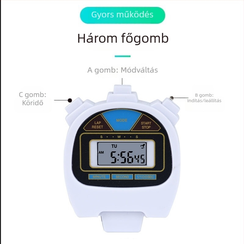 Huiyang elektronikus stopper LED-es számkijelzővel és kronográf funkcióval, műanyag ház, elemes