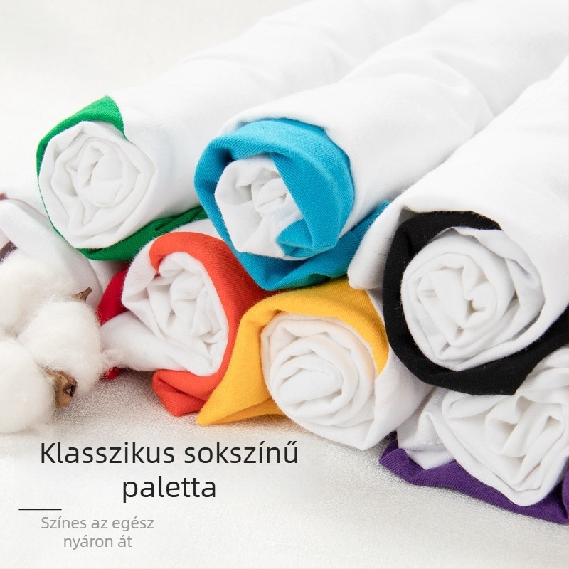 Személyre szabott munkahelyi póló raglán rövid ujjú, logóval nyomtatva, 96% pamut, 250-300 g/m2, kerek nyak.