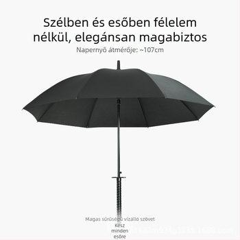 Reklám esernyő, semleges stílus, hosszú nyelet; automatikus nyitás; 8 bordás keret rostból; középső rúd vasból