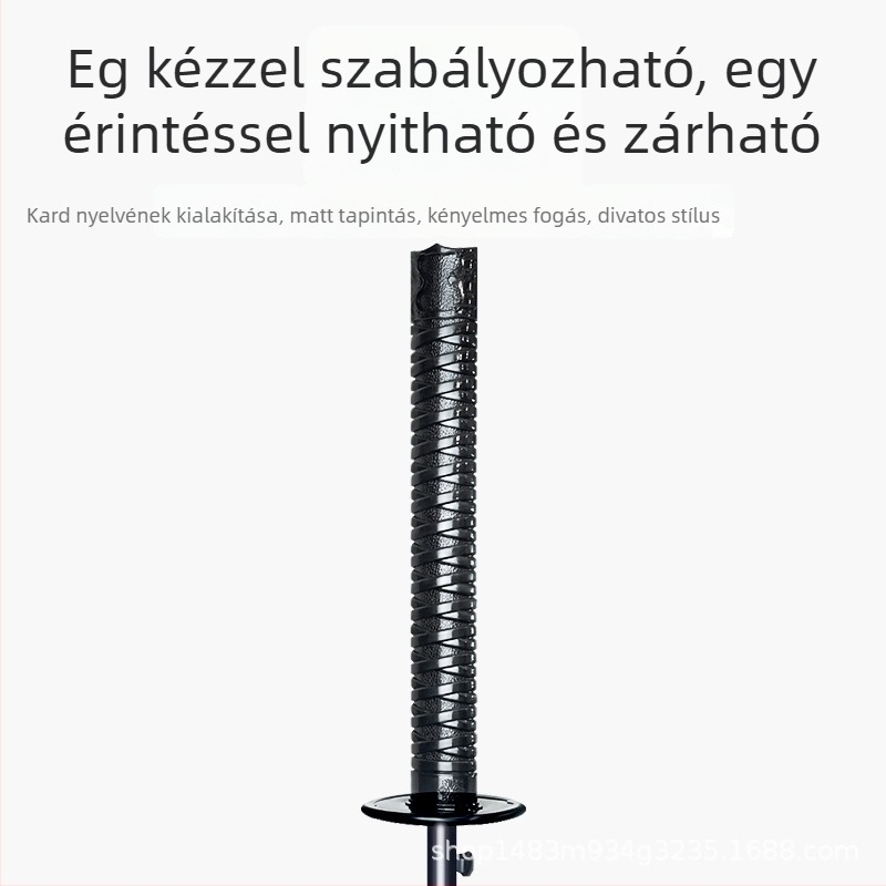 Reklám esernyő, semleges stílus, hosszú nyelet; automatikus nyitás; 8 bordás keret rostból; középső rúd vasból