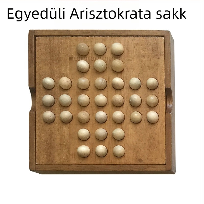 Fából készült fejtörő szabálytalan formájú elemekkel, csúszkáló rejtvény és tic-tac-toe-stílusú játék felnőtteknek
