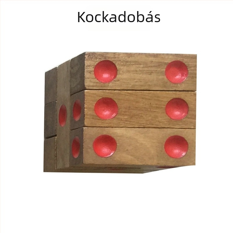 Fából készült fejtörő szabálytalan formájú elemekkel, csúszkáló rejtvény és tic-tac-toe-stílusú játék felnőtteknek