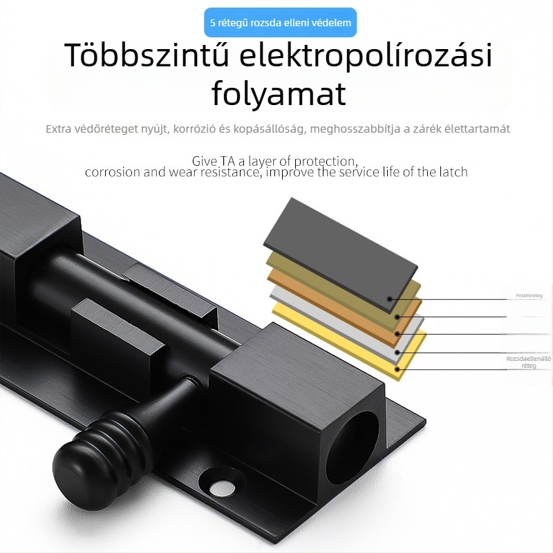 LF modell csúszó ajtózár, F-típusú retesz, Anyag: alumíniumötvözet + rozsdamentes acél, Felület: drótkorcolt textúra, Új kínai stílus