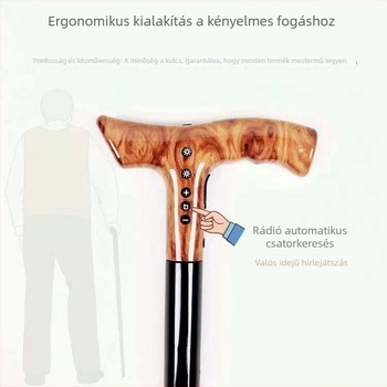 Leválasztható járóesernyő idős személyeknek, crutch-stílusú nyéllel, 8-szárú acélváz, Impact Cloth vászon, manuális nyitás-zárás