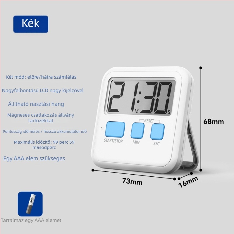 Gyermekek önfegyelmező időzítő elektronikus emlékeztetővel – tanulási visszaszámláló, ABS négyszögletes ház, LCD kijelző, elemes üzemelés, alkalmas otthonra, irodára és konyhára