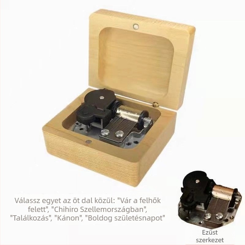 Fából készült gyógyító stílusú gravírozott madárvers zenei doboz ketyegő mechanizmussal – ajándék a barátnőnek, gyerekeknek vagy barátoknak születésnapra