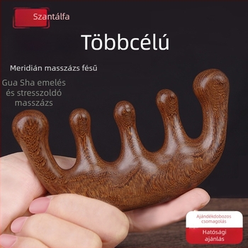 Fából készült fejbőrmasszázs fésű kör alakú fejjel és széles fogakkal, japán stílus