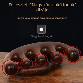 Fából készült fejbőrmasszázs fésű kör alakú fejjel és széles fogakkal, japán stílus