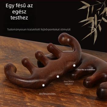 Fából készült fejbőrmasszázs fésű kör alakú fejjel és széles fogakkal, japán stílus