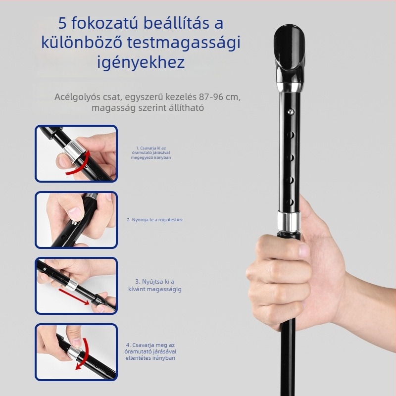 Állítható magasságú járóbot esernyő idős embereknek, többfunkciós rehabilitációs esernyő csúszásmentes fogantyúval, szétválasztható kültéri használatra
