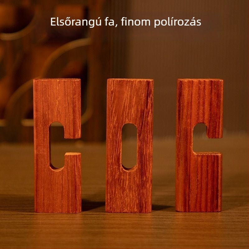 Kong Ming záras fa puzzle – mortise and tenon mechanizmus, 7–14 éveseknek, ajándékdobozos csomagolásban