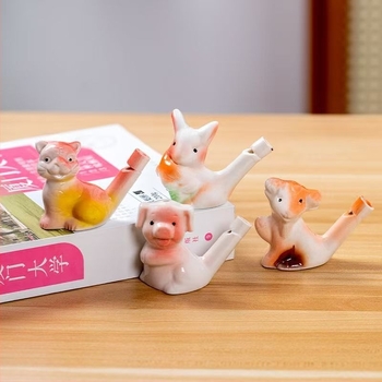 Porcelán vízi madár síp kötéllel, zodiákus állat dísz, aranyos stílus, szabványos csomagolás