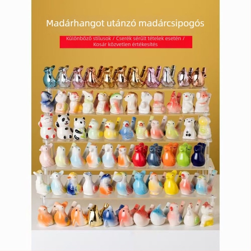 Porcelán vízi madár síp kötéllel, zodiákus állat dísz, aranyos stílus, szabványos csomagolás