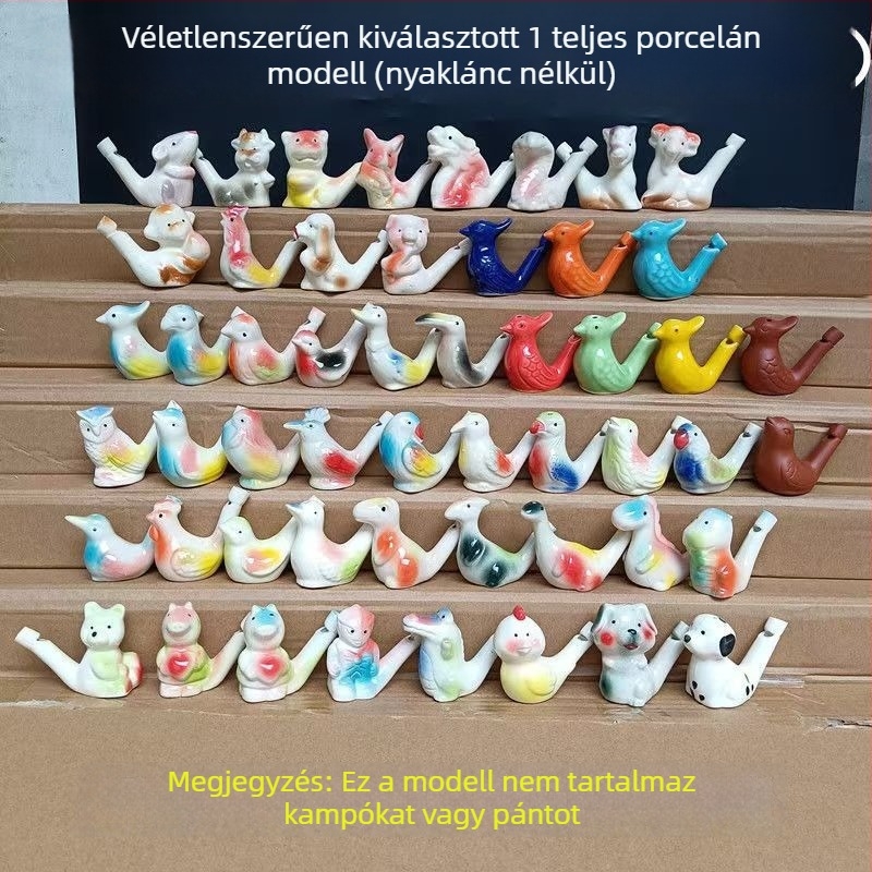 Porcelán vízi madár síp kötéllel, zodiákus állat dísz, aranyos stílus, szabványos csomagolás