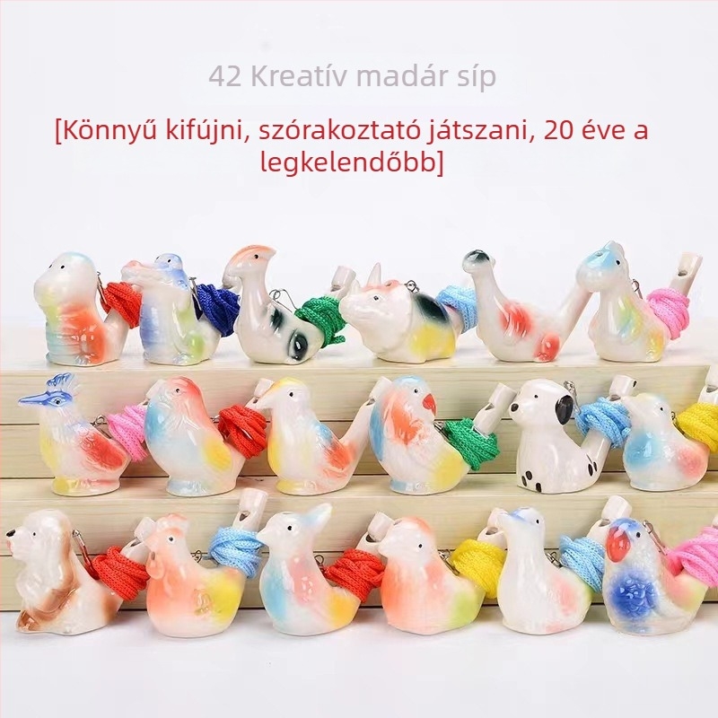 Porcelán vízi madár síp kötéllel, zodiákus állat dísz, aranyos stílus, szabványos csomagolás