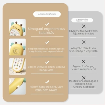 Baba telefon játék – többfunkciós oktató telefon zenével és hanggal, műanyagból, elemmel működik, 0-3 éveseknek