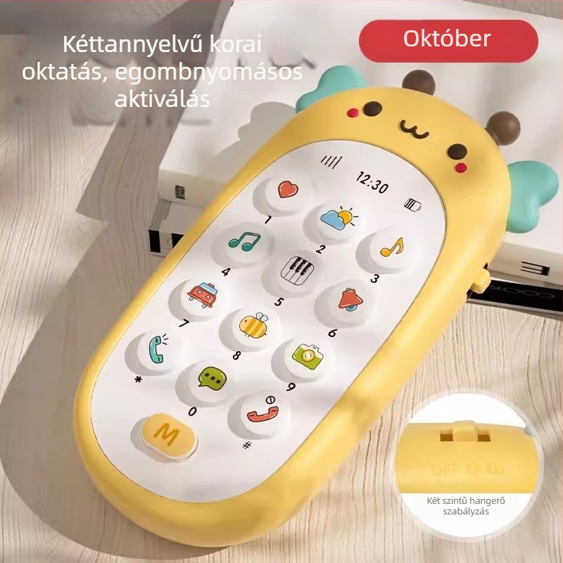 Baba telefon játék – többfunkciós oktató telefon zenével és hanggal, műanyagból, elemmel működik, 0-3 éveseknek