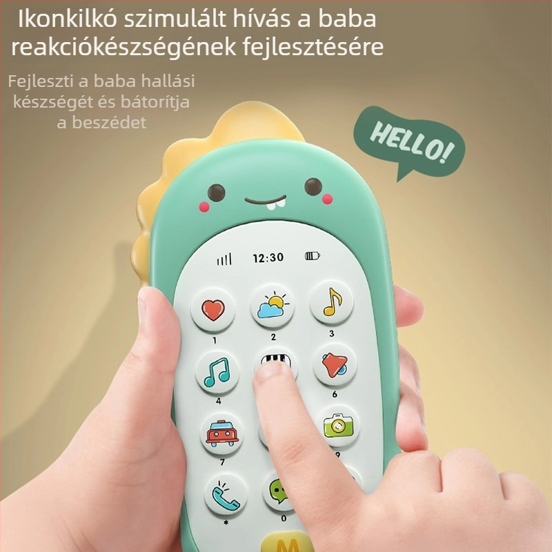 Baba telefon játék – többfunkciós oktató telefon zenével és hanggal, műanyagból, elemmel működik, 0-3 éveseknek
