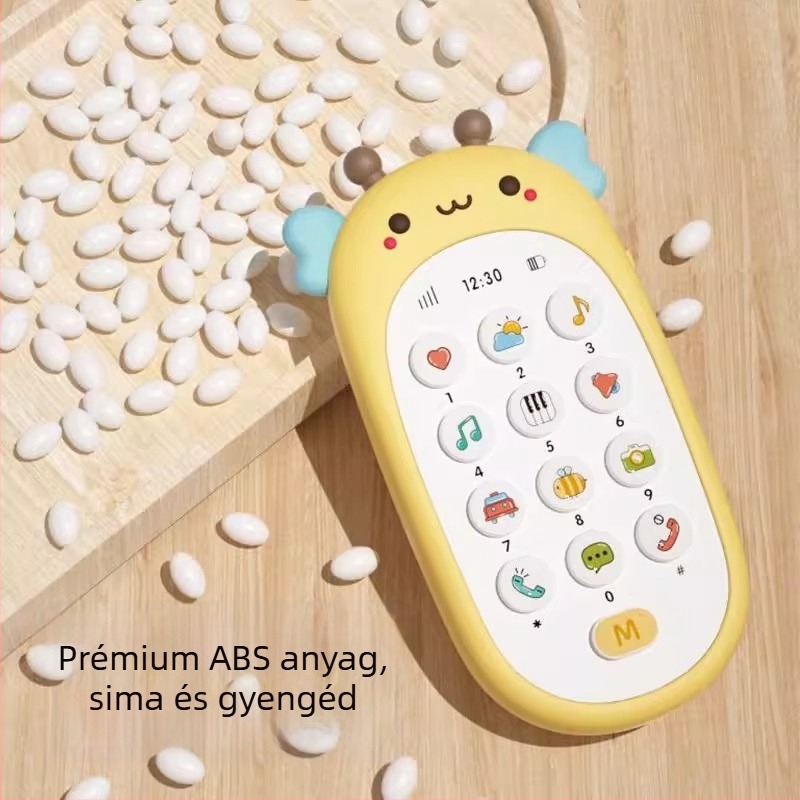 Baba telefon játék – többfunkciós oktató telefon zenével és hanggal, műanyagból, elemmel működik, 0-3 éveseknek