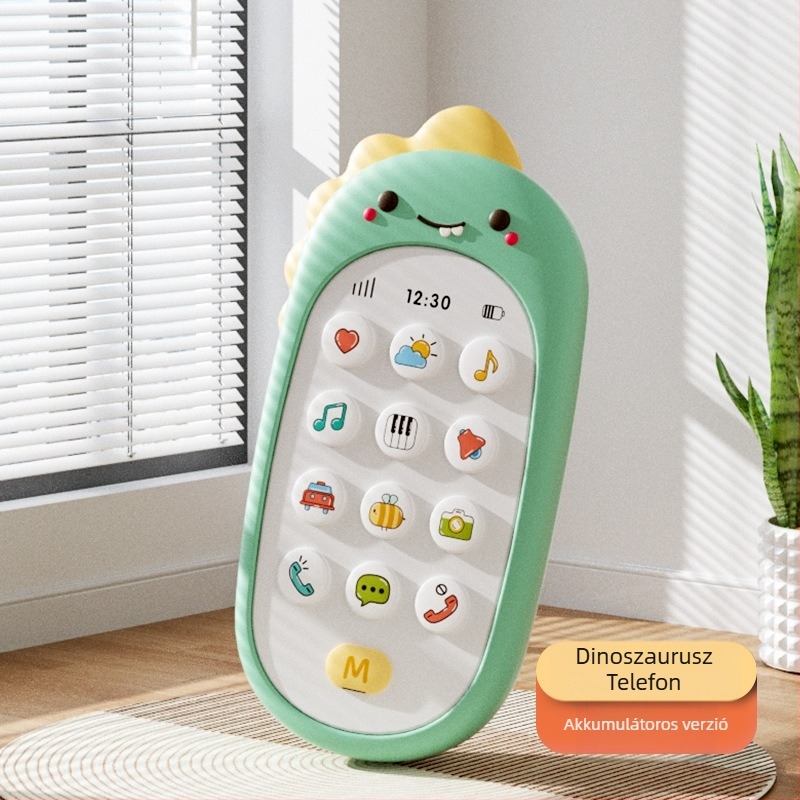 Baba telefon játék – többfunkciós oktató telefon zenével és hanggal, műanyagból, elemmel működik, 0-3 éveseknek