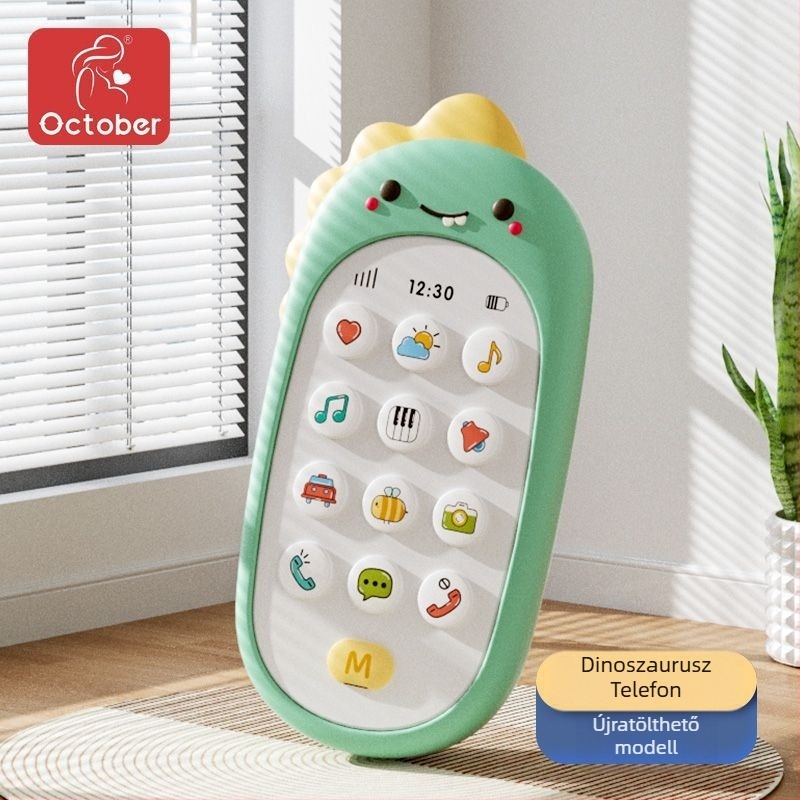 Baba telefon játék – többfunkciós oktató telefon zenével és hanggal, műanyagból, elemmel működik, 0-3 éveseknek