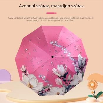 Női összecsukható esernyő esőre és napra UV védelemmel UPF 50+, automatikus nyitás-zárás, 8 merevítő, vinil bevonatú szövet