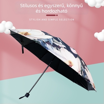Női összecsukható esernyő esőre és napra UV védelemmel UPF 50+, automatikus nyitás-zárás, 8 merevítő, vinil bevonatú szövet