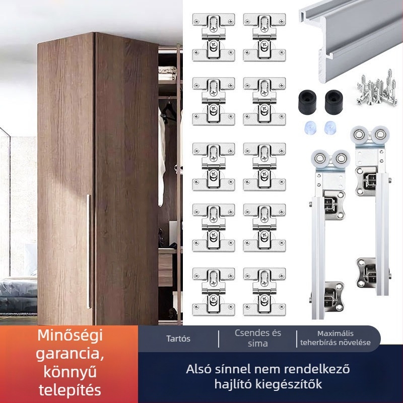Összecsukható ajtó hardver – függő görgő alsó sín nélkül; alumínium ötvözet, modern letisztultság, testreszabható feldolgozás, Topo Hardware