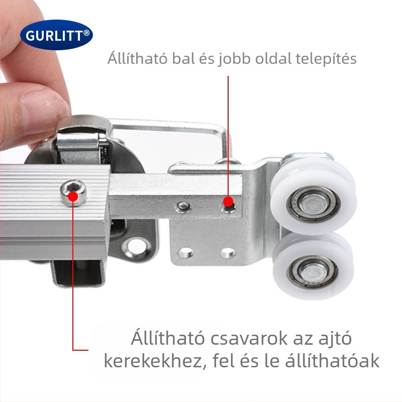 Összecsukható ajtó hardver – függő görgő alsó sín nélkül; alumínium ötvözet, modern letisztultság, testreszabható feldolgozás, Topo Hardware