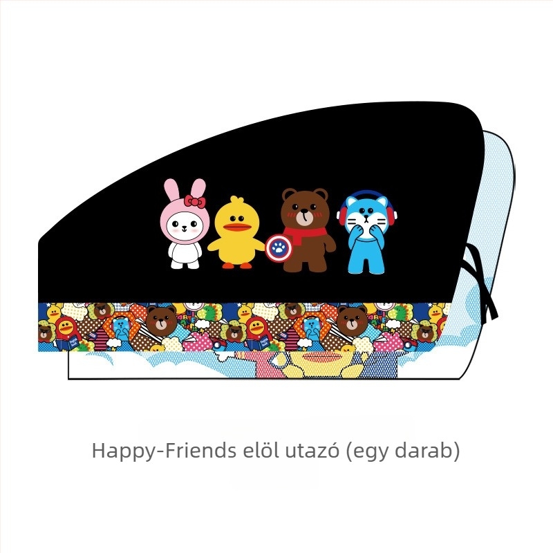 Rajzfilmautó ablakszárny – poliészter, vastag átláthatatlan típus, felfüggesztési típus, testreszabható, általános célú kompatibilitás