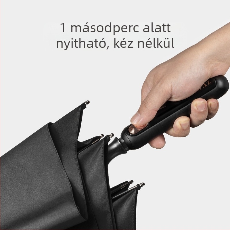 Hosszú nyélű esernyő - teljesen automata, szél- és esőálló, alumínium váz és középső rúd, pongee 170T anyag