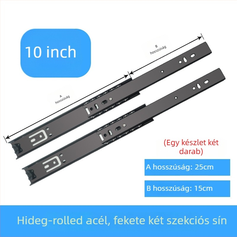 Két részből álló csúszó sín billentyűzethez и és fiókokhoz, acélból, galvanizált felülettel, modell 3512