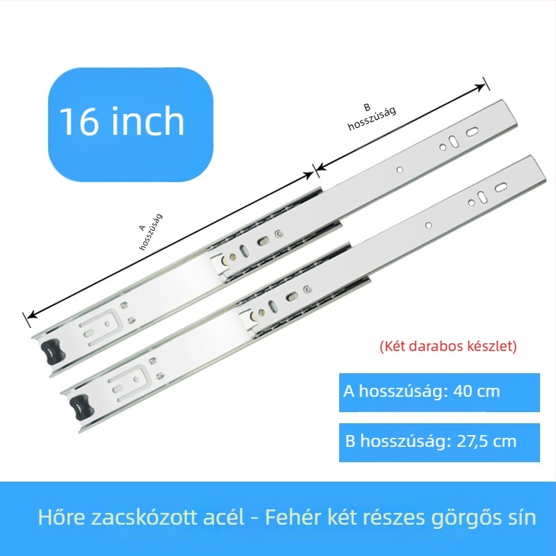 Két részből álló csúszó sín billentyűzethez и és fiókokhoz, acélból, galvanizált felülettel, modell 3512