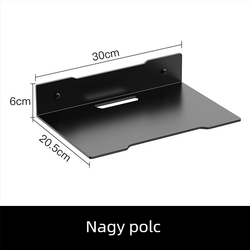 Falihoz szerelhető szénacél tároló projektor, kamera, router és TV set-top box számára — fúrás nélkül, 1 réteg, hálószoba, modern minimalista stílus