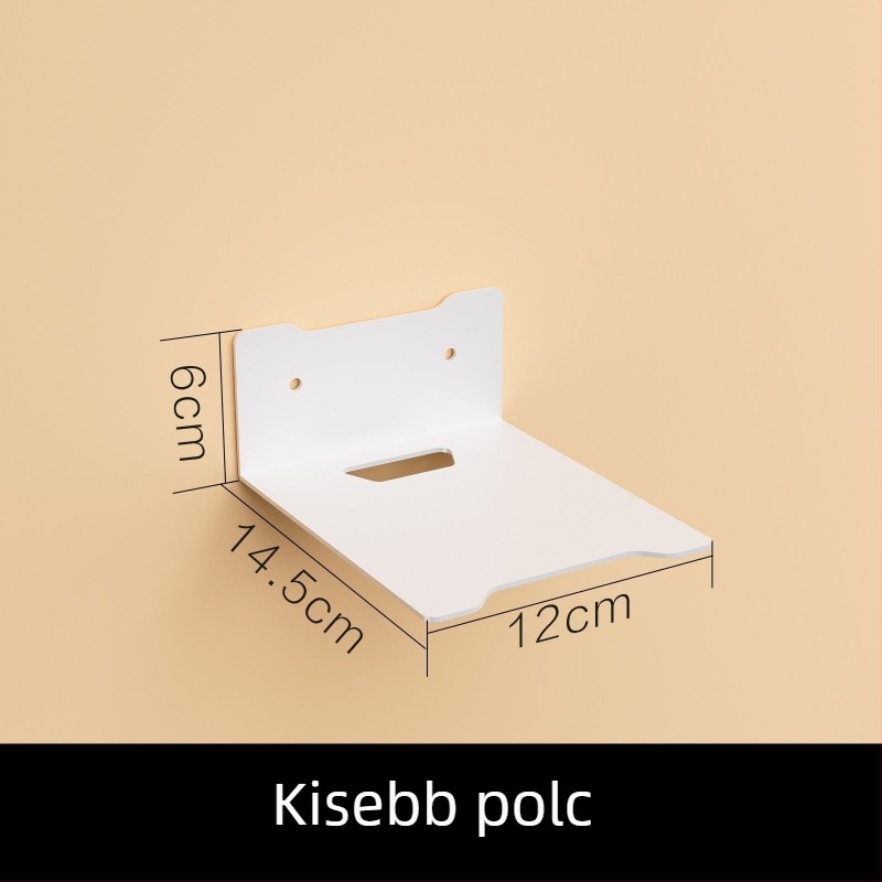 Falihoz szerelhető szénacél tároló projektor, kamera, router és TV set-top box számára — fúrás nélkül, 1 réteg, hálószoba, modern minimalista stílus