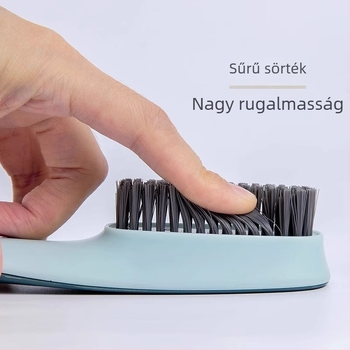 Színes cipőtisztító kefe hosszú nyéllel, műanyagból, akasztóval, puha sörtékkel, nem károsítja a cipőt, tisztító kefe a keskeny résekhez