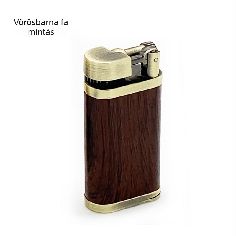 SK60 bőr tok cigarettagyújtóhoz, pipához is használható, ferde láng, újratölthető bután, fémtest, logó nyomtatva