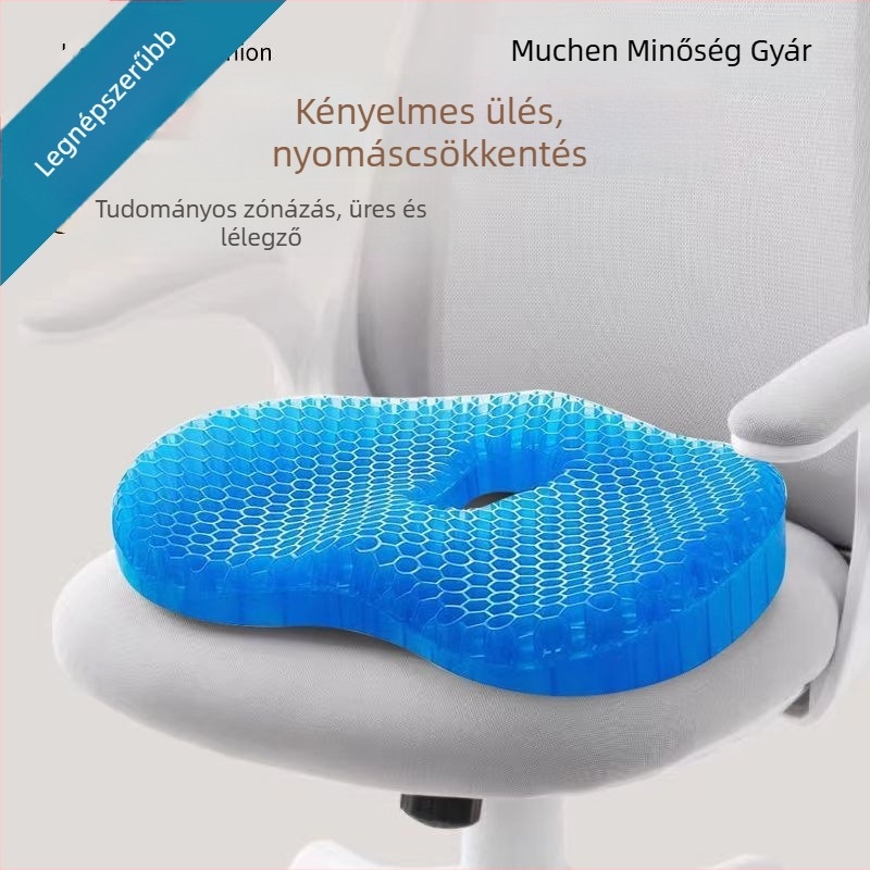 Nyári méhsejt-gél ülőpárna – iroda és autóhoz, PVC anyag, vízzel töltött, hűtés, 1 db