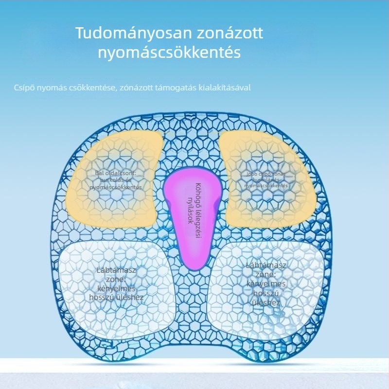 Nyári méhsejt-gél ülőpárna – iroda és autóhoz, PVC anyag, vízzel töltött, hűtés, 1 db