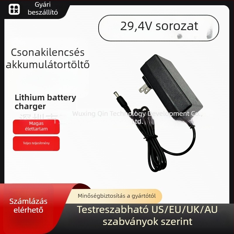 Li-ion akkumulátor töltő, kimenet 29.4V 1A, bemenet 100–240V AC, Li-ion akkumulátorokhoz