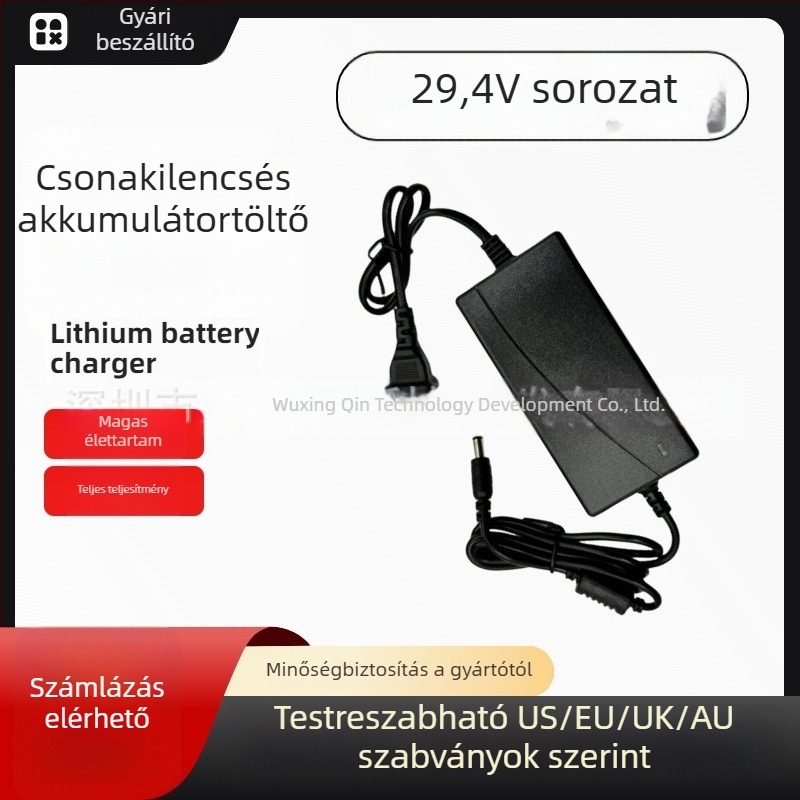 Li-ion akkumulátor töltő, kimenet 29.4V 1A, bemenet 100–240V AC, Li-ion akkumulátorokhoz
