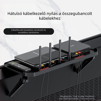 Falihoz szerelhető set-top box tároló – 1 réteg, műanyag rendező a router és a távirányító számára, fúrás nélkül, hálószoba és nappali