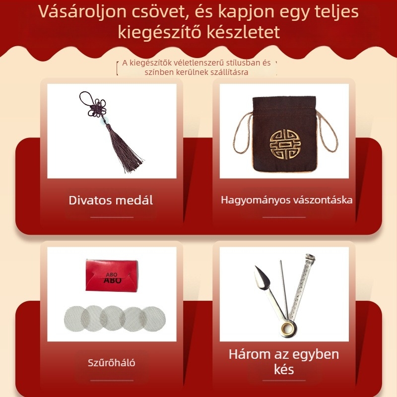 Aibo sárgaréz pipa - kézzel készített, faragott, kínai stílusú, hordozható
