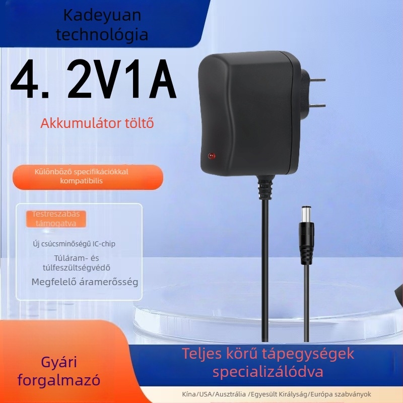 Li-ion akkumulátor töltő 4.2V 1A – Bemenet 4.2V, Kimenet DC 4.2V 1A, Kompatibil 4.2V Li-ion akkumulátorokkal