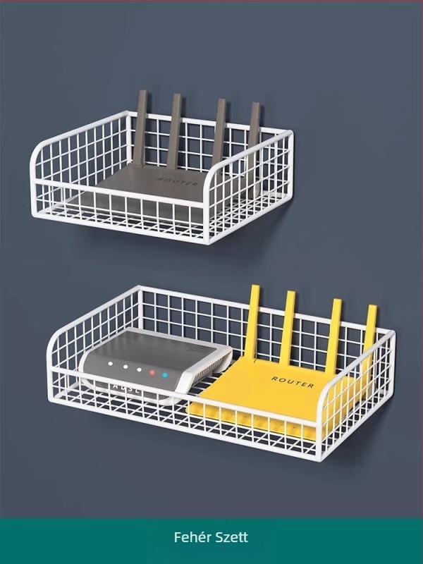 Router falra szerelhető polc Wi‑Fi set-top dobozhoz – fúrás nélkül, szénacél anyag, szívófalra szerelés, 1 réteg, hálószoba vagy nappali tároláshoz