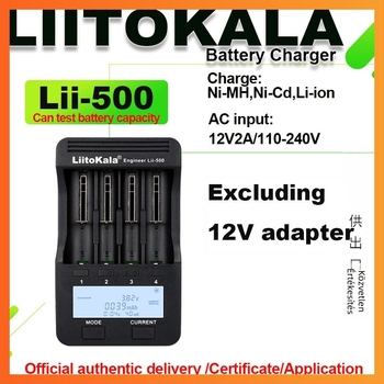 Liitokala Lii-500 négy rekeszes töltő Li-ion akkumulátorokhoz 18650/26650 kapacitásmérésével