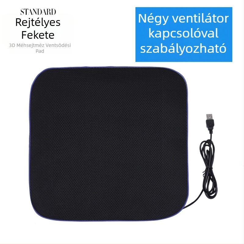USB-szellőztetett ülés párna hűtésre, egy darabból, töltet poliészter/PET, testreszabás elérhető